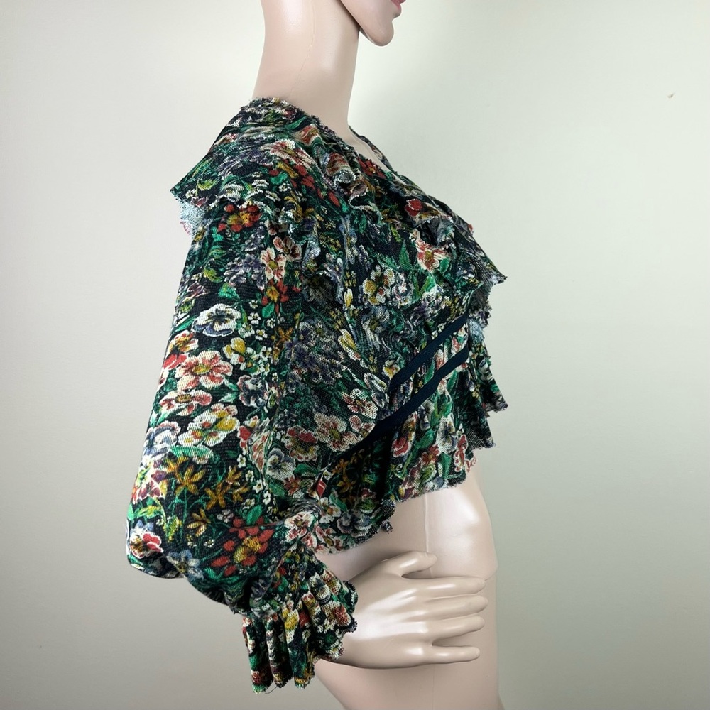 NEW FREE PEOPLE REVOLVE FLORAL PRINT RUFFLE CROP TOP - Picture 4 of 5